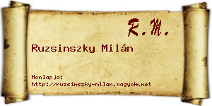 Ruzsinszky Milán névjegykártya